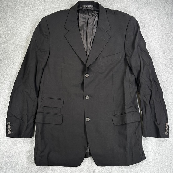 Gucci Blazer Sport Coat Mens 42 Black Wool Suit Jacket Three Button Switzerland